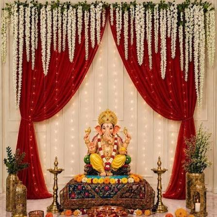 Red Mandap Theme Ganpati Decor